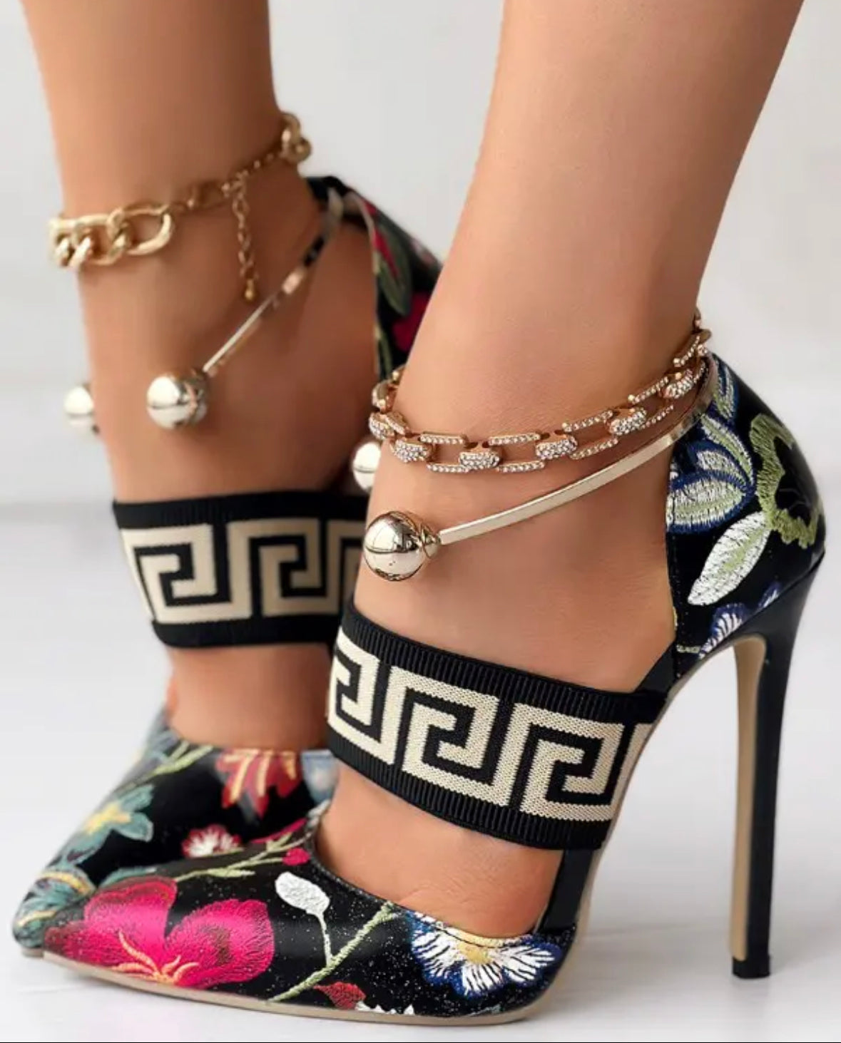 FZ Women's Floral Geometric Stiletto Heel Pumps - FZwear