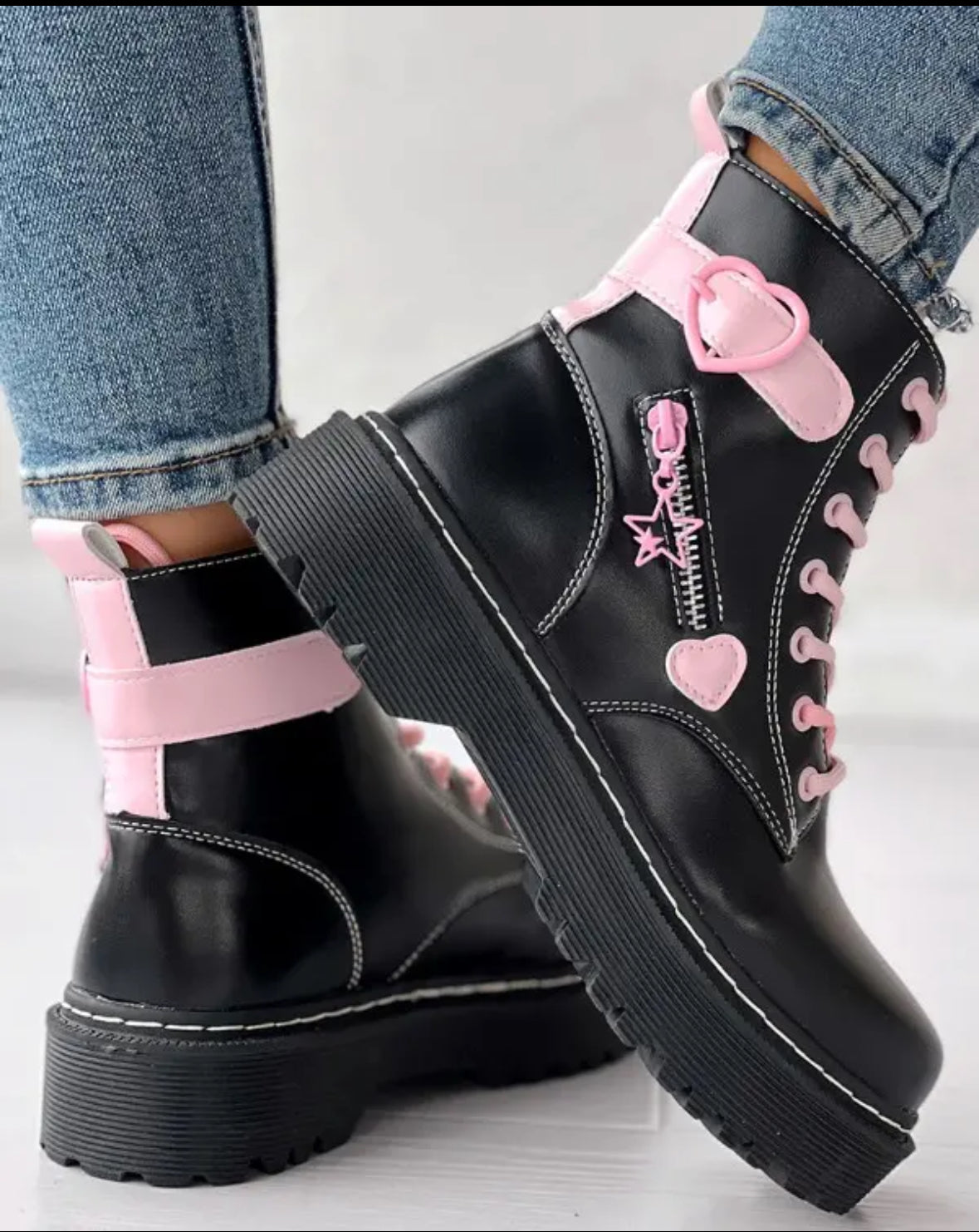 FZ Women's Heart Buckled Zipper Design Ankle Boots - FZwear