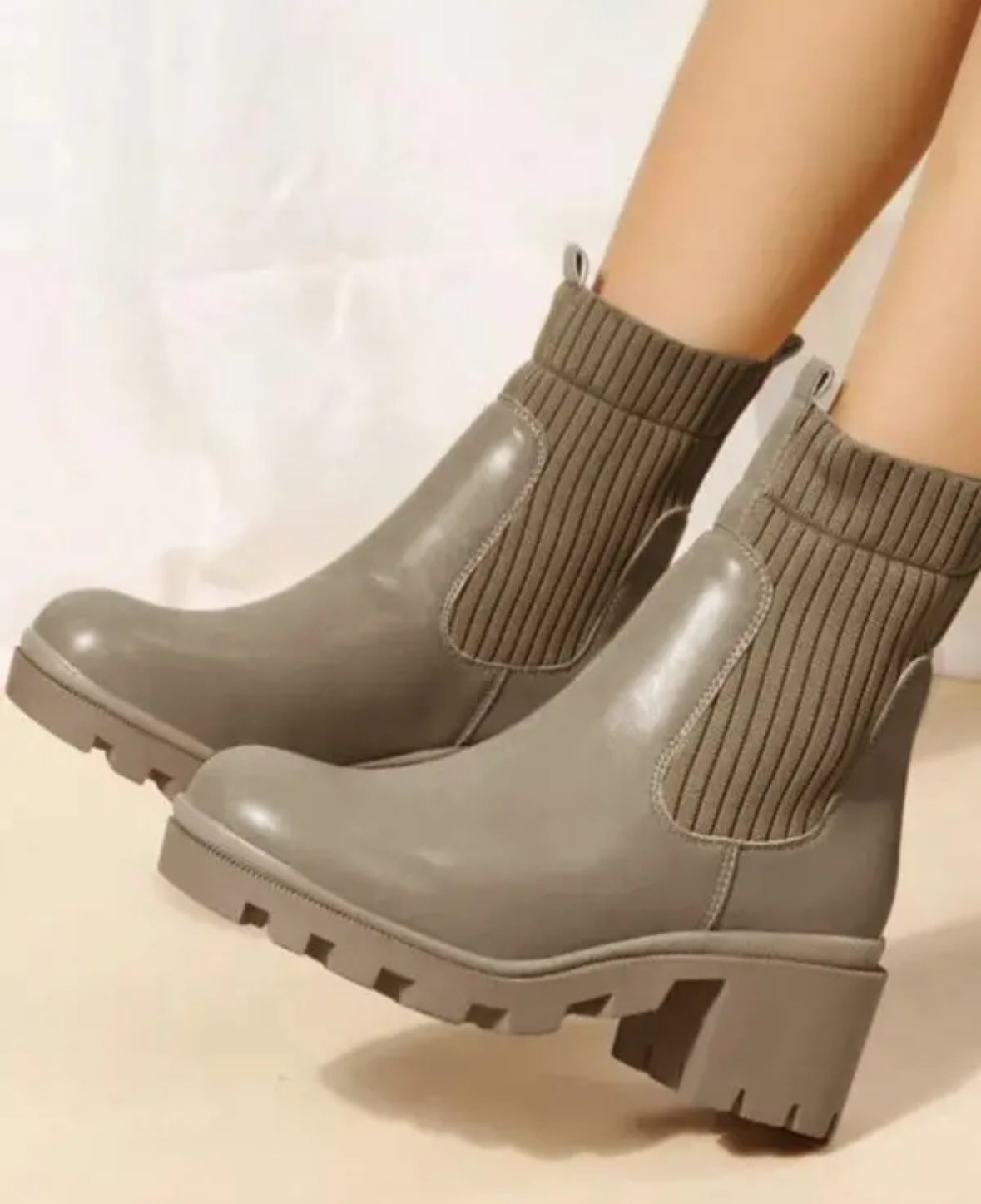 FZ Women's Square Toe Knit Patch Martin Boots - FZwear