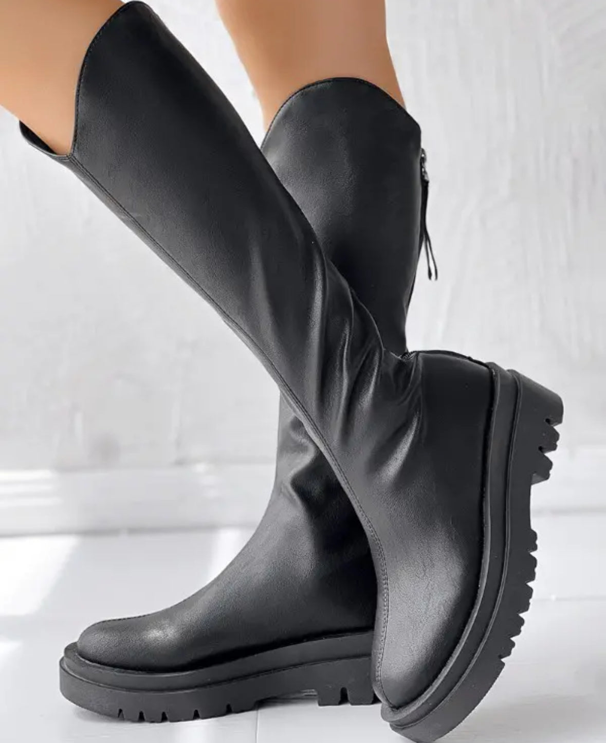 FZ Women's Round Toe Zipper Back PU Boots - FZwear