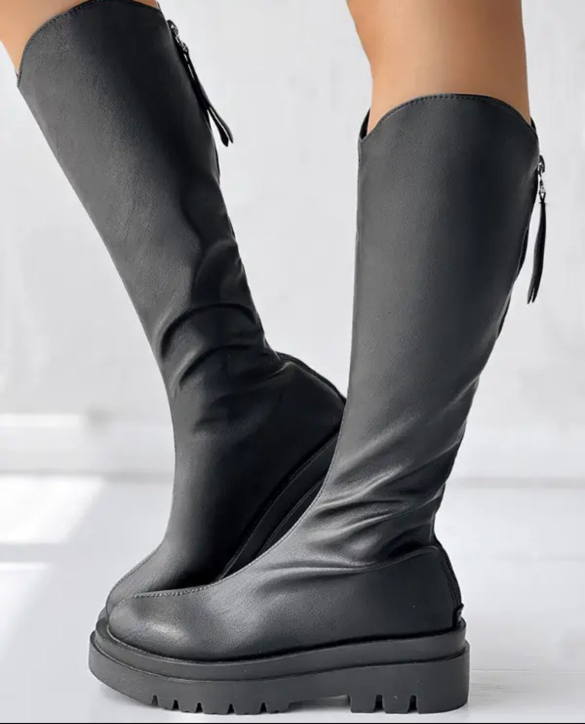 FZ Women's Round Toe Zipper Back PU Boots - FZwear