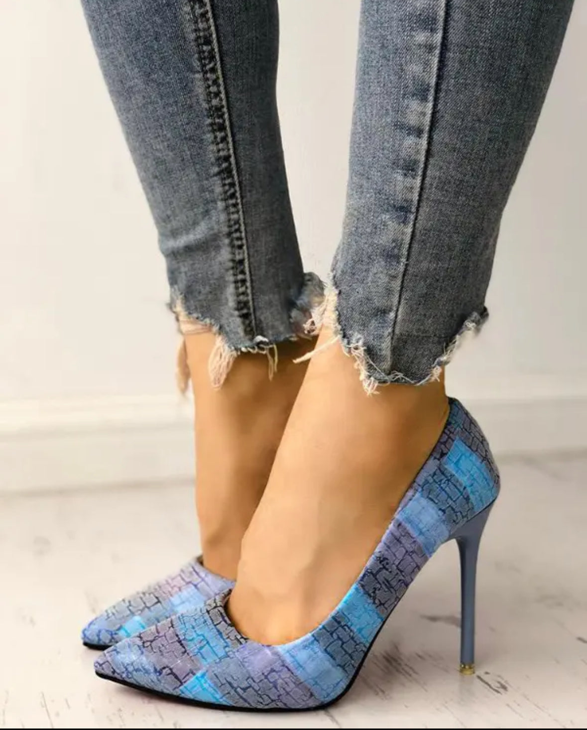 FZ Women's Contrast Color Pointed Toe Thin Heel Shoes - FZwear