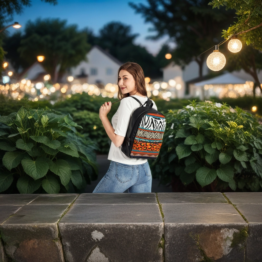 FZ AFRICAN PRINT Classic Faux Leather Backpack - FZwear