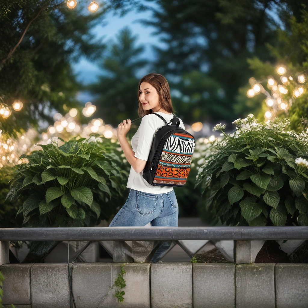 FZ AFRICAN PRINT Classic Faux Leather Backpack - FZwear