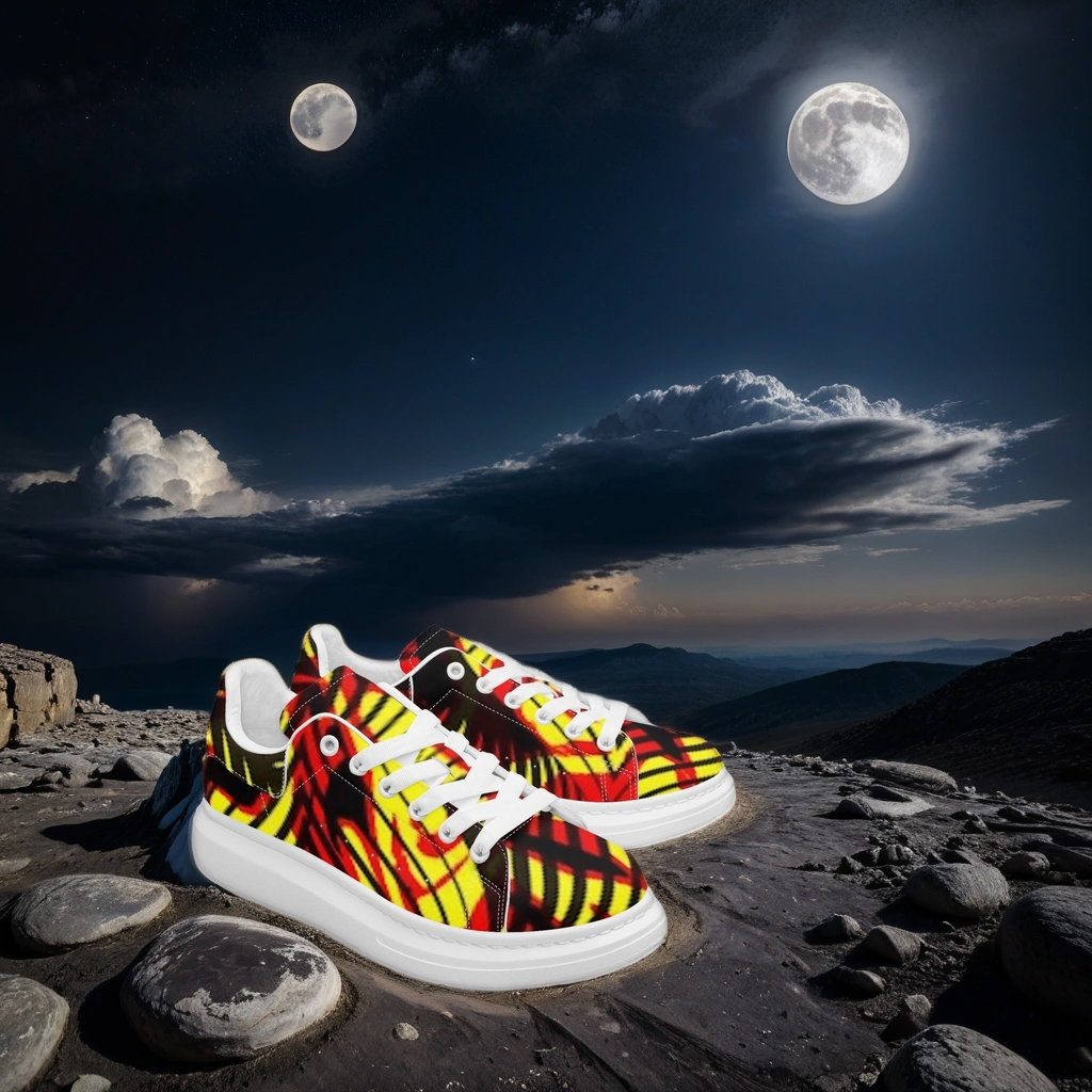 FZ Unisex African Print Leather Oversized Sneakers - FZwear