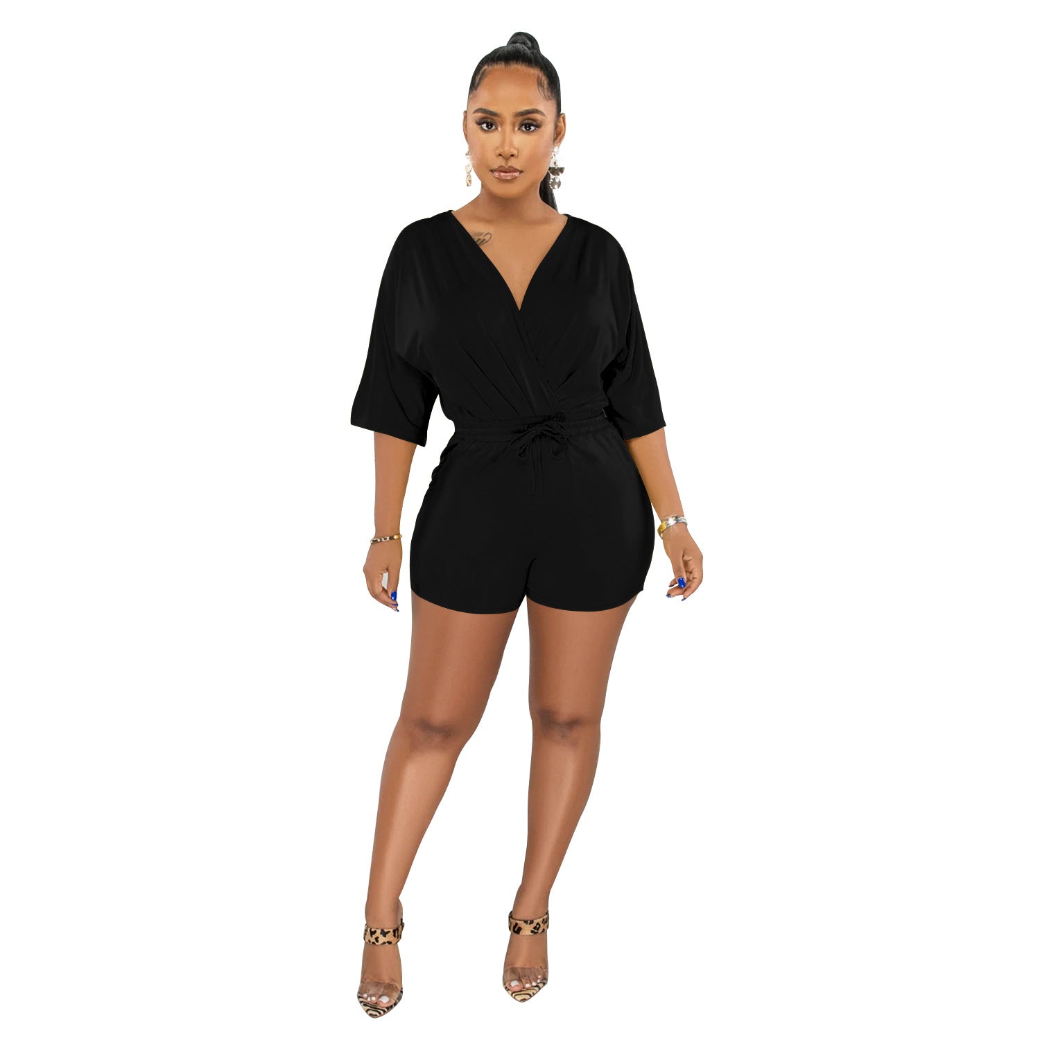FZ Women's V Neck Half Sleeves Shorts Jumpsuit - FZwear