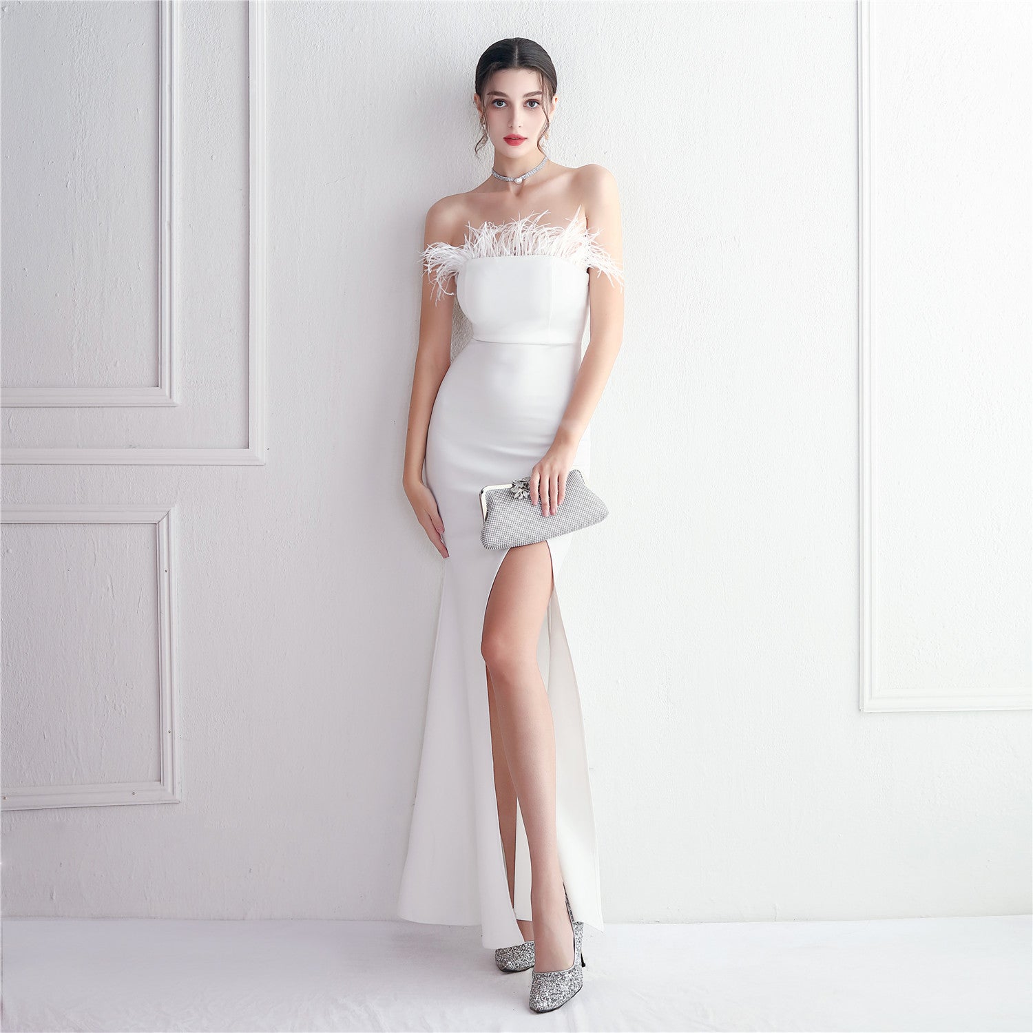 FZ Women's Toast Appreciation Feather Fishtail Evening Dress - FZwear