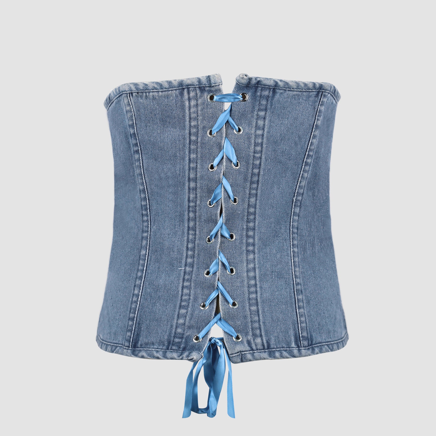 FZ Women's Retro off Shoulder Cropped Tube Denim Top