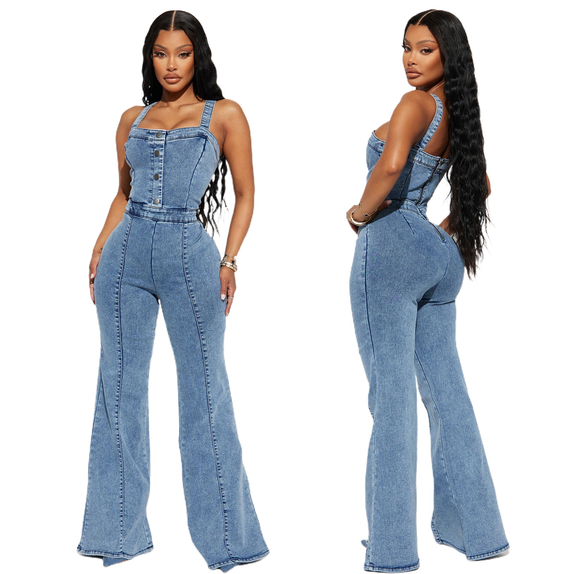 FZ Women's Slim Fit Suspender Denim Jumpsuit - FZwear