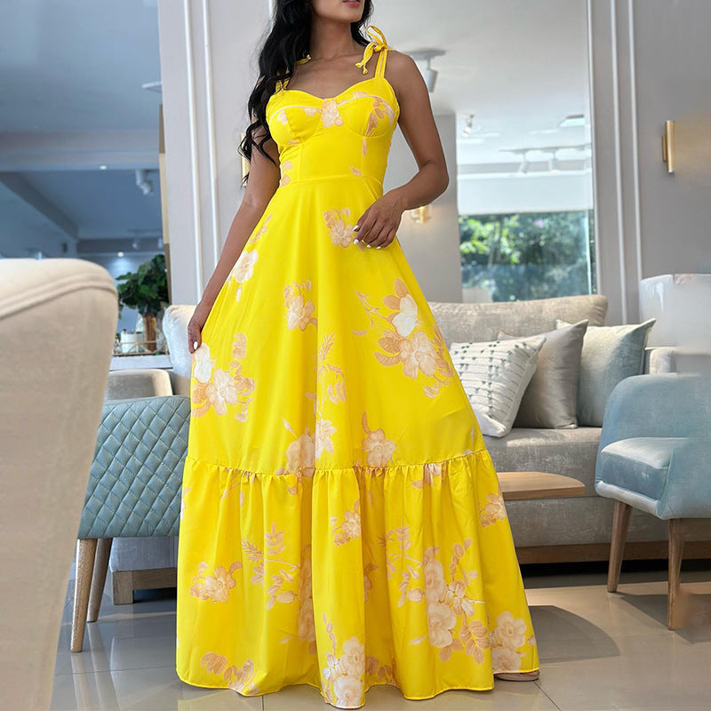 FZ Women's Printed Sling Mid Length Large Swing Sundress CONY