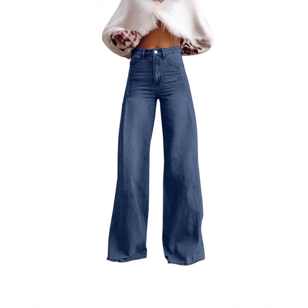 FZ Women's Retro Wide Leg High Waist Denim Pants