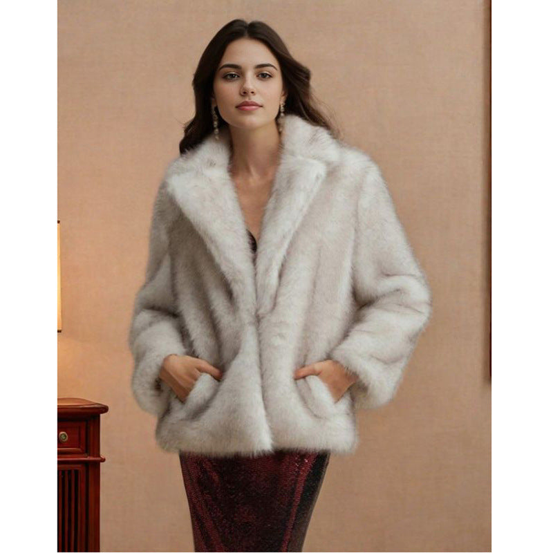 FZ Women's Faux Fur Fluffy Shawl Jacket