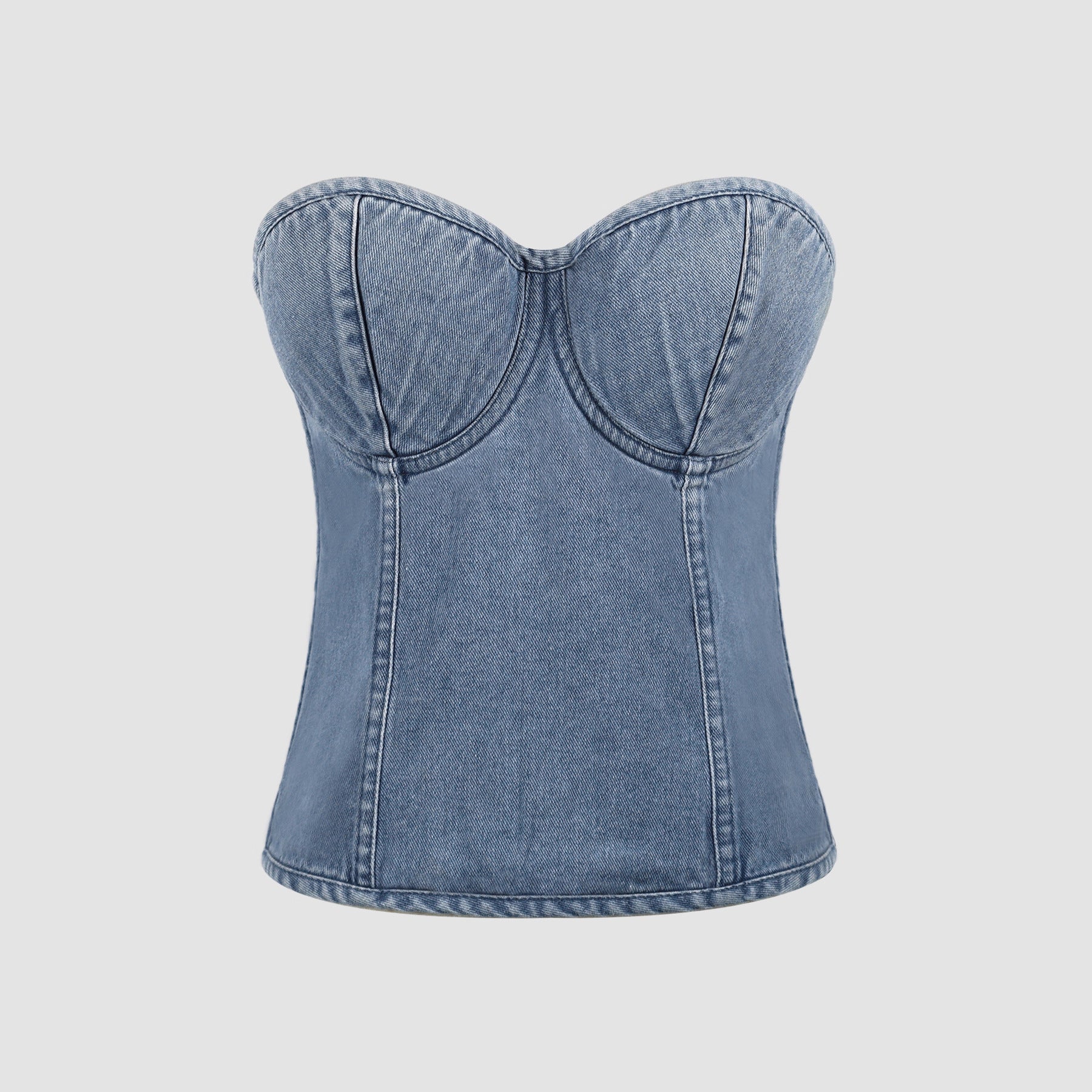 FZ Women's Retro off Shoulder Cropped Tube Denim Top