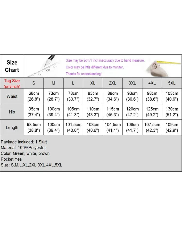 Plus Size 5XL Women Elegant Maxi Skirts Solid Color Skirt 2024 VONDA Fashion Pleated Casual Loose Pockets High Waist Bottoms FZwear