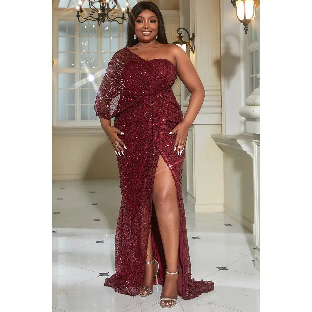 burgundy maxi dress with split Opal