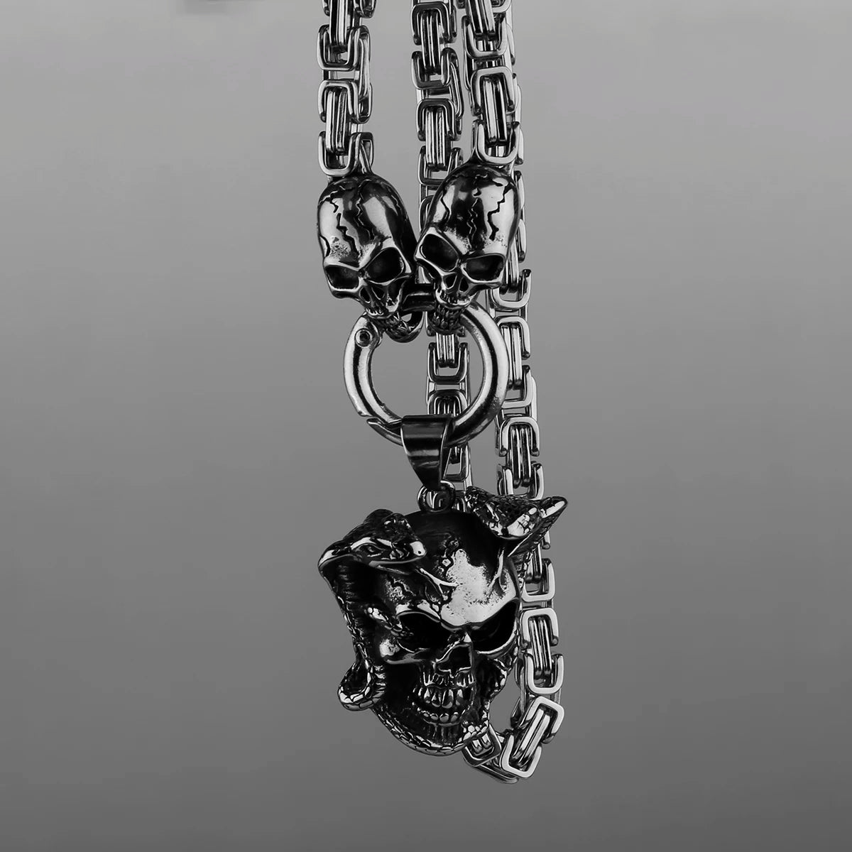 FZ Vintage Cobra Skull Pendant Ghost Head Gothic Stainless Steel Necklace - FZwear