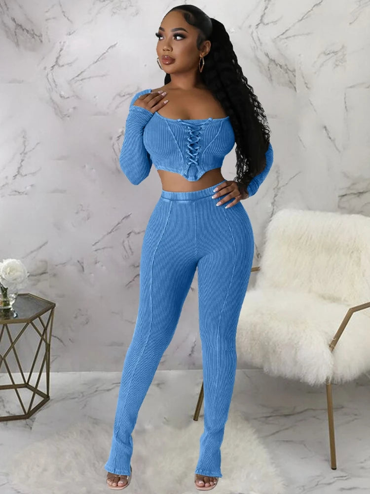 FZ Women's Sexy 2 Two Piece Matching Pants Suit - FZwear