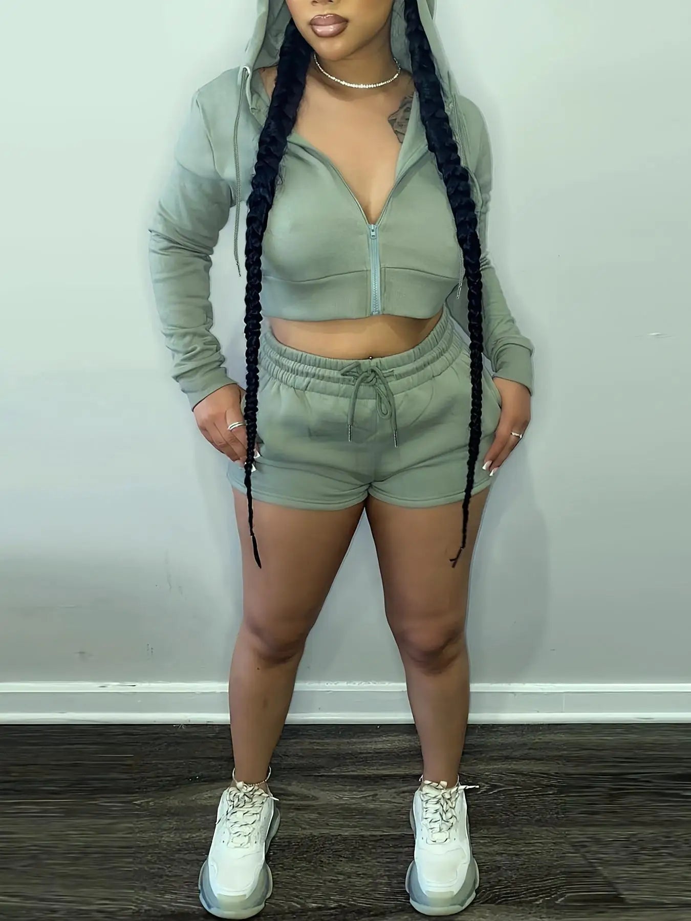 FZ Women's Long Sleeve Streetwear 2 Piece Shorts Suit