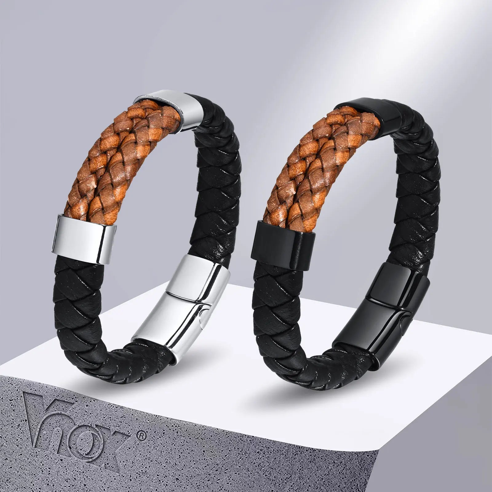 FZ Luxury Genuine Leather Black Braided Bracelet - FZwear