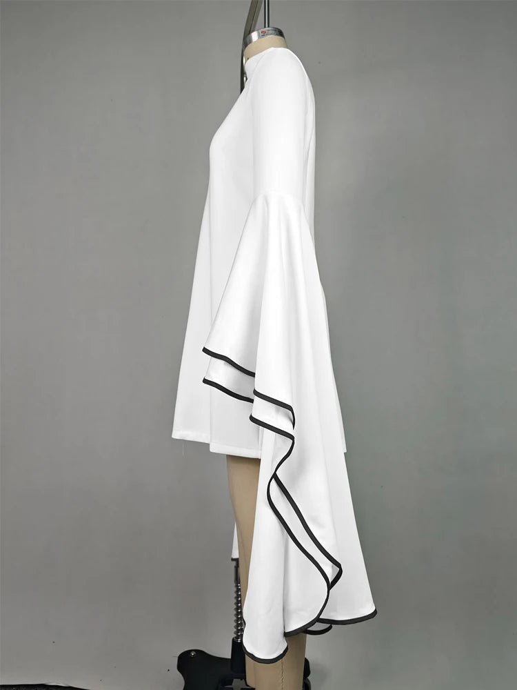 FZ Women's Fashion Elegant Flared Sleeves Mini Evening Dress