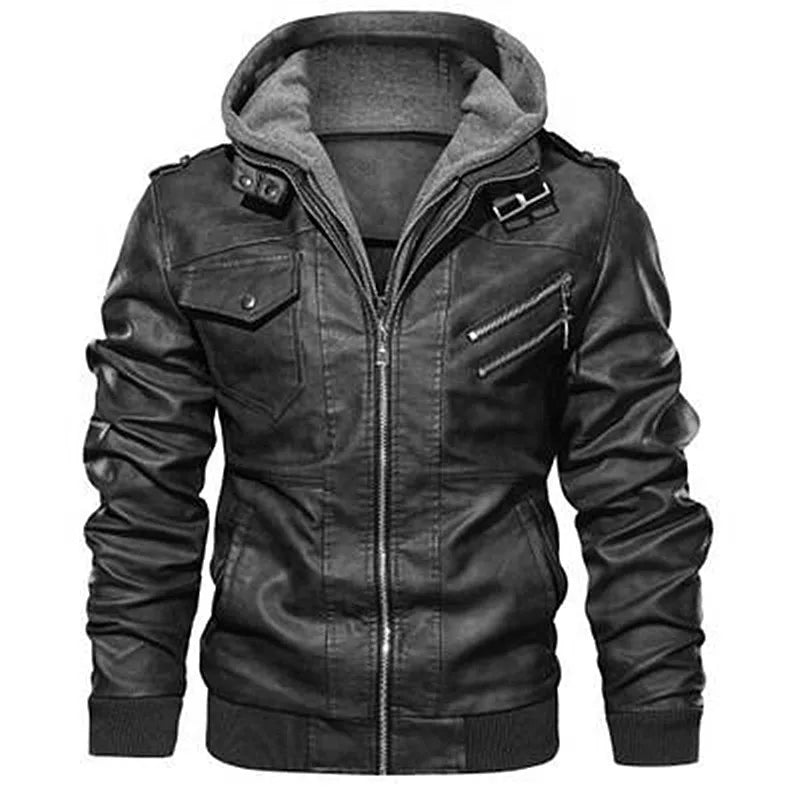 FZ Men's Vacation Two Piece Hooded Motorcycle Leather Jacket - FZwear