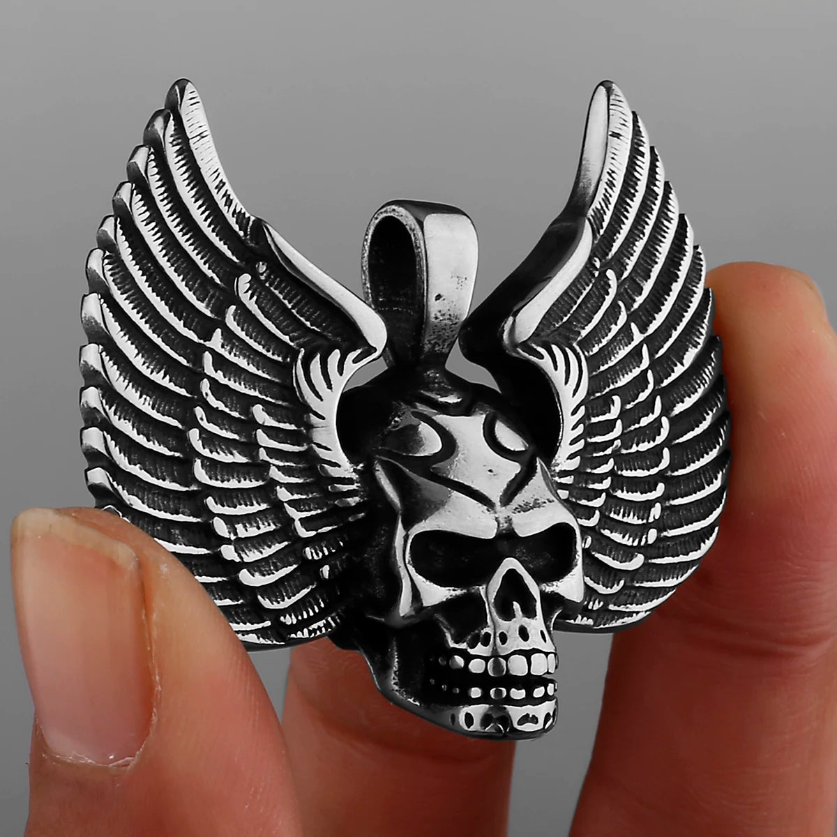 FZ Angel Wings Skull Pendant Ghost Head High Quality Stainless Steel Necklace - FZwear