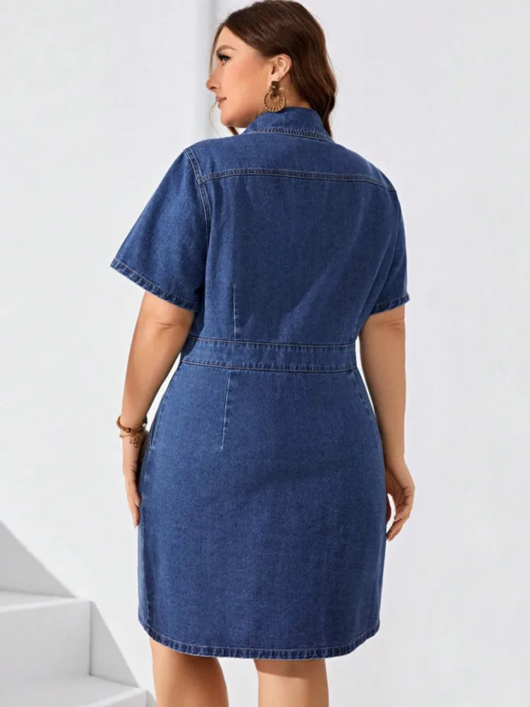 FZ Women's Plus Size Loose Street Style Casual Mini Denim Dress