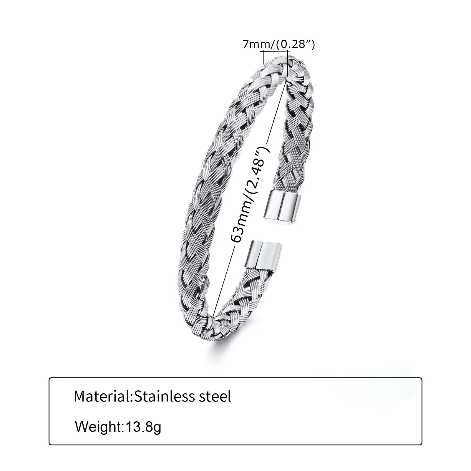 FZ Weaved Cuff Stainless Steel Twisted Rope Bracelet - FZwear