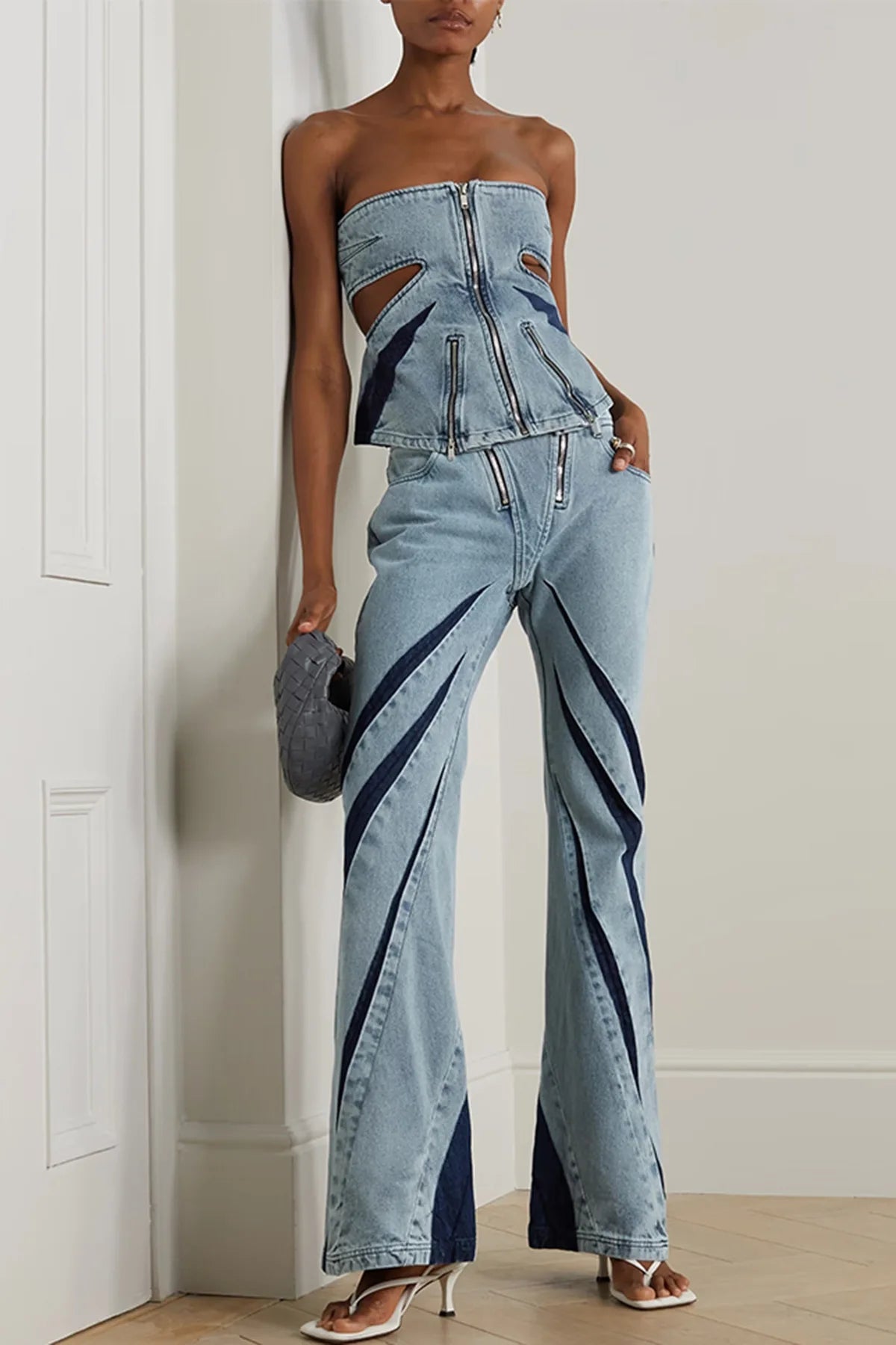 FZ Women's Vintage High Street Strapless Denim Suit - FZwear