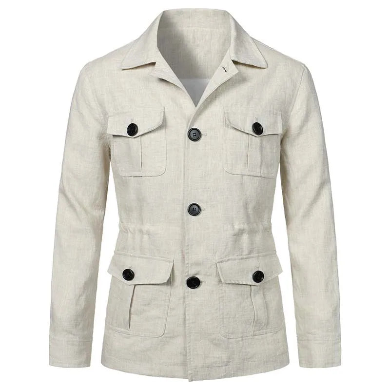 FZ Men's Turn Down Collar Multi Pocket Cargo Retro Jacket