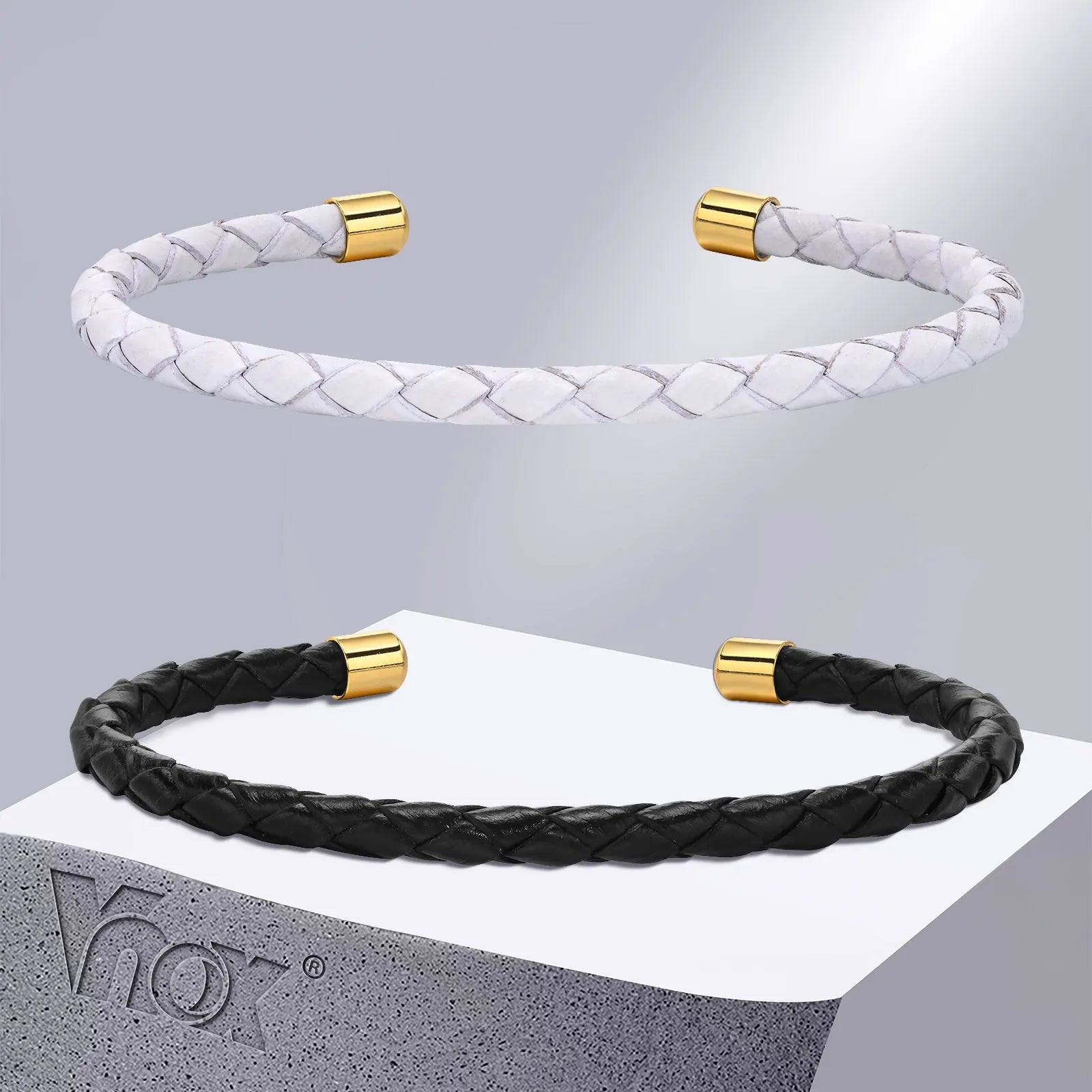 FZ Fashion Leather Black and White Thin Rope Chain Bracelets - FZwear