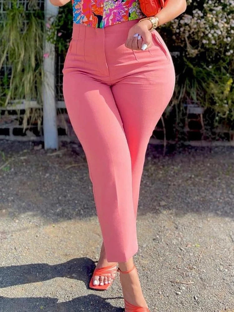 FZ Women's Shiny Capris Pants High Waist Work Ankle Length Pant - FZwear