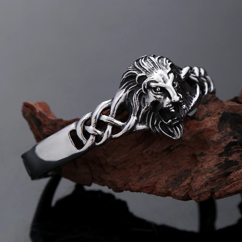 FZ Stainless Steel Punk Hip Hop Gothic Vintage Lion Head Bracelet