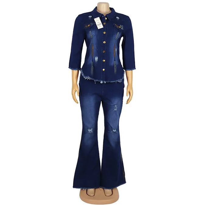 FZ Women's Thick Work Wear Matching Denim Pants Suit - FZwear