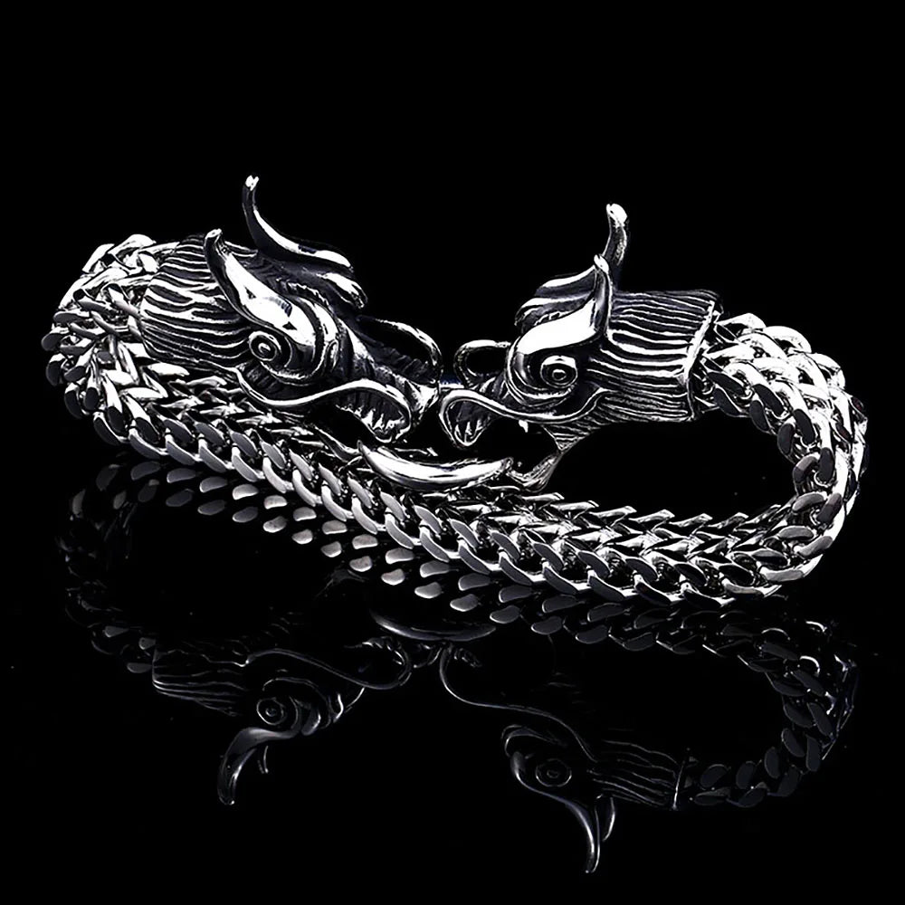 FZ Stainless Steel Nordic Vintage Viking Dragon Head Bracelet