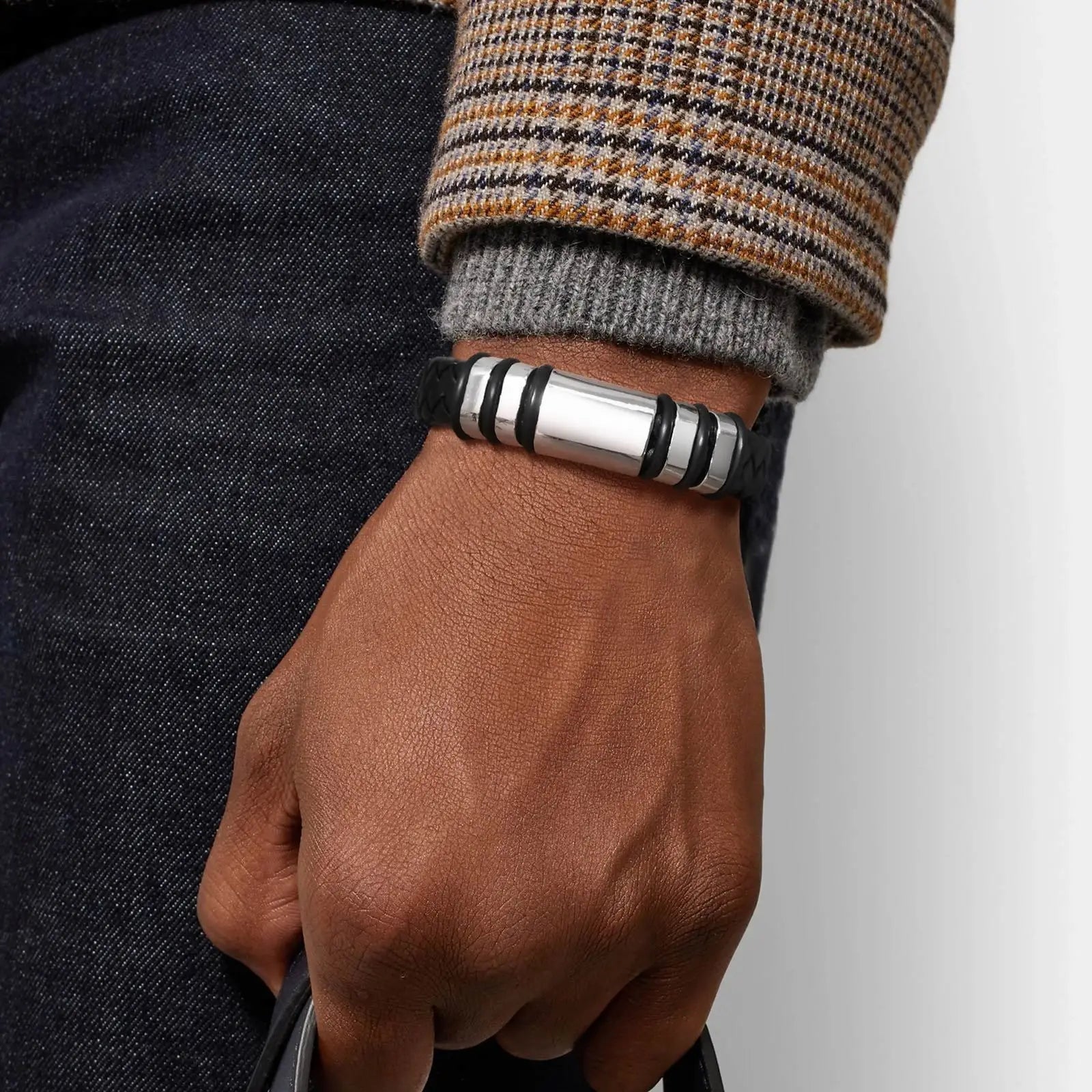 FZ Leather Black Braided Rope Chain Bracelet - FZwear