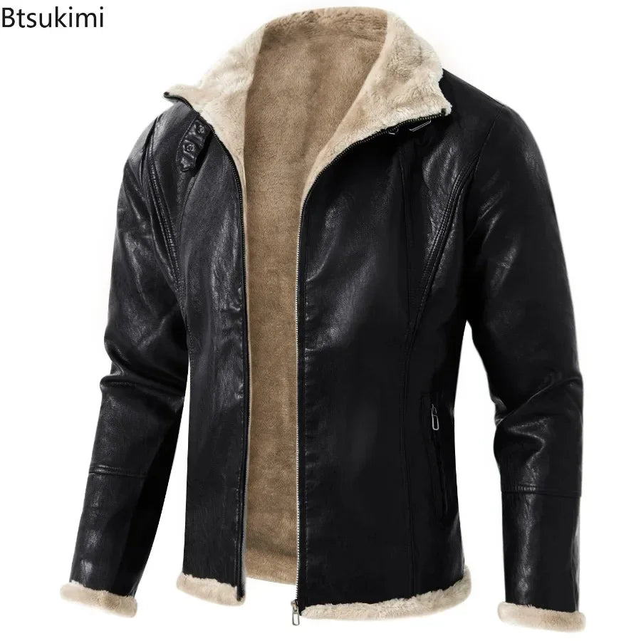 FZ Men's Thick Warm Leather Fashion Oversized Fur Integrated Jacket - FZwear