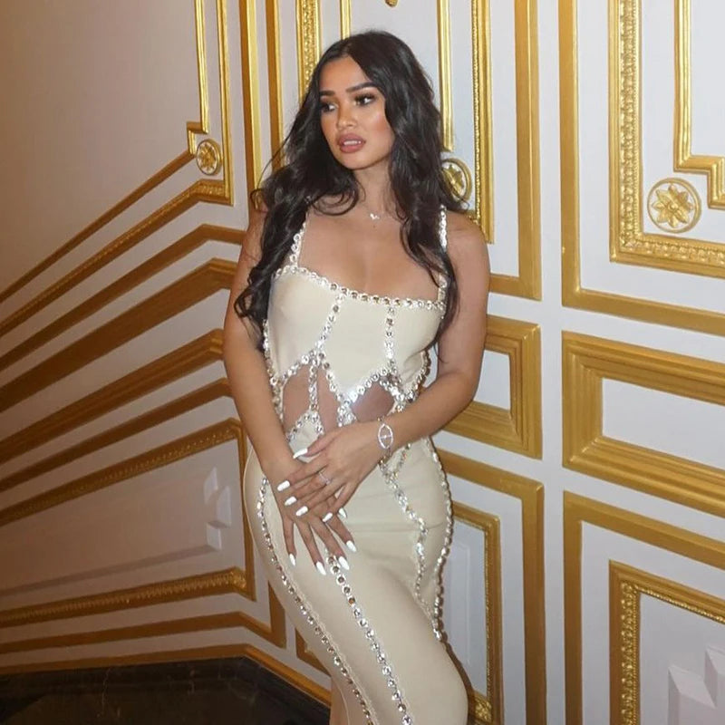 FZ Women's Sleeveless Big Crystal Evening Dress - FZwear