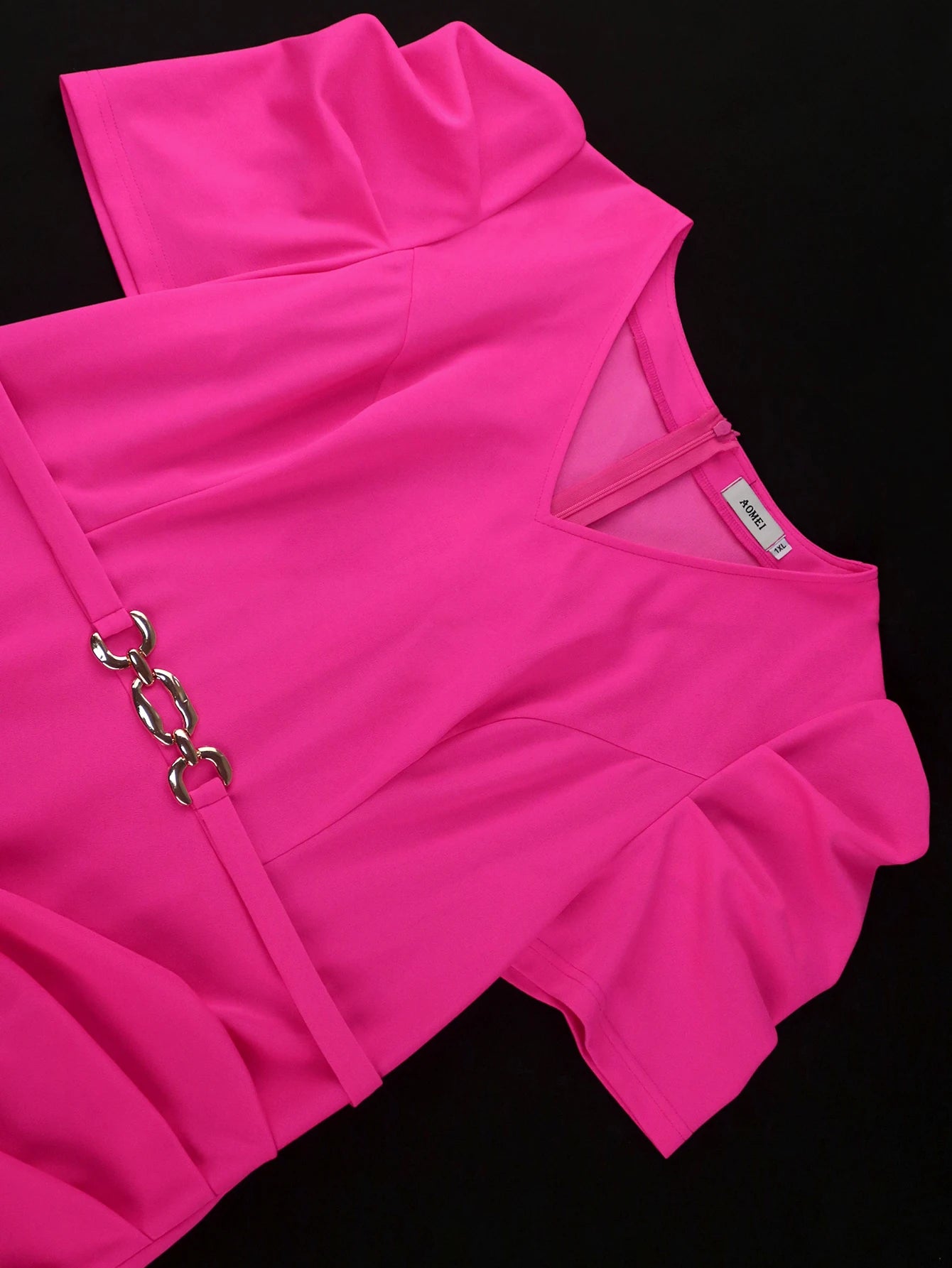 FZ Women's Plus Size V Neck Fringe Short Sleeve with Tassel Trim Evening Dress