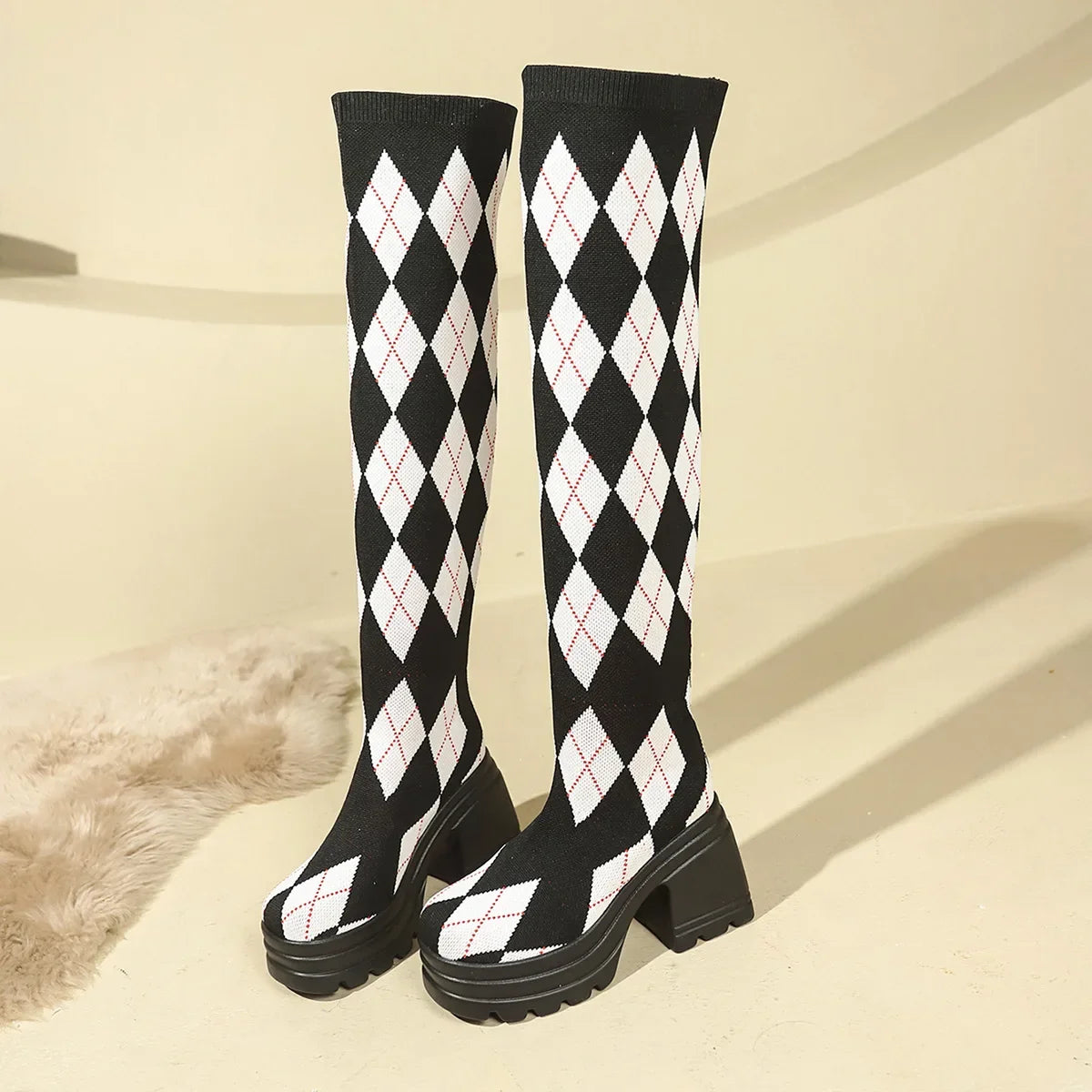 FZ Women's Knitted Over The Knee Thigh Boots