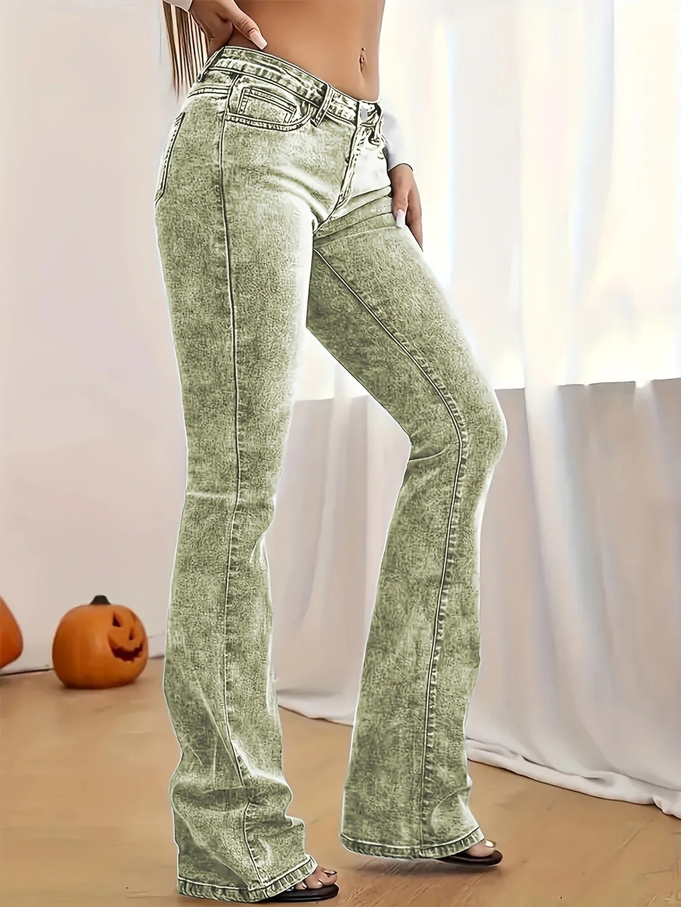 FZ Women's Stretch Low Rise Sexy Slim Flare Hip Lifting Denim Pants