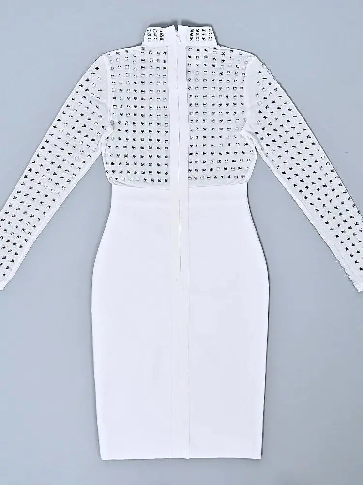 FZ Women's Diamond Crystal Mesh See Through Bandage Dress