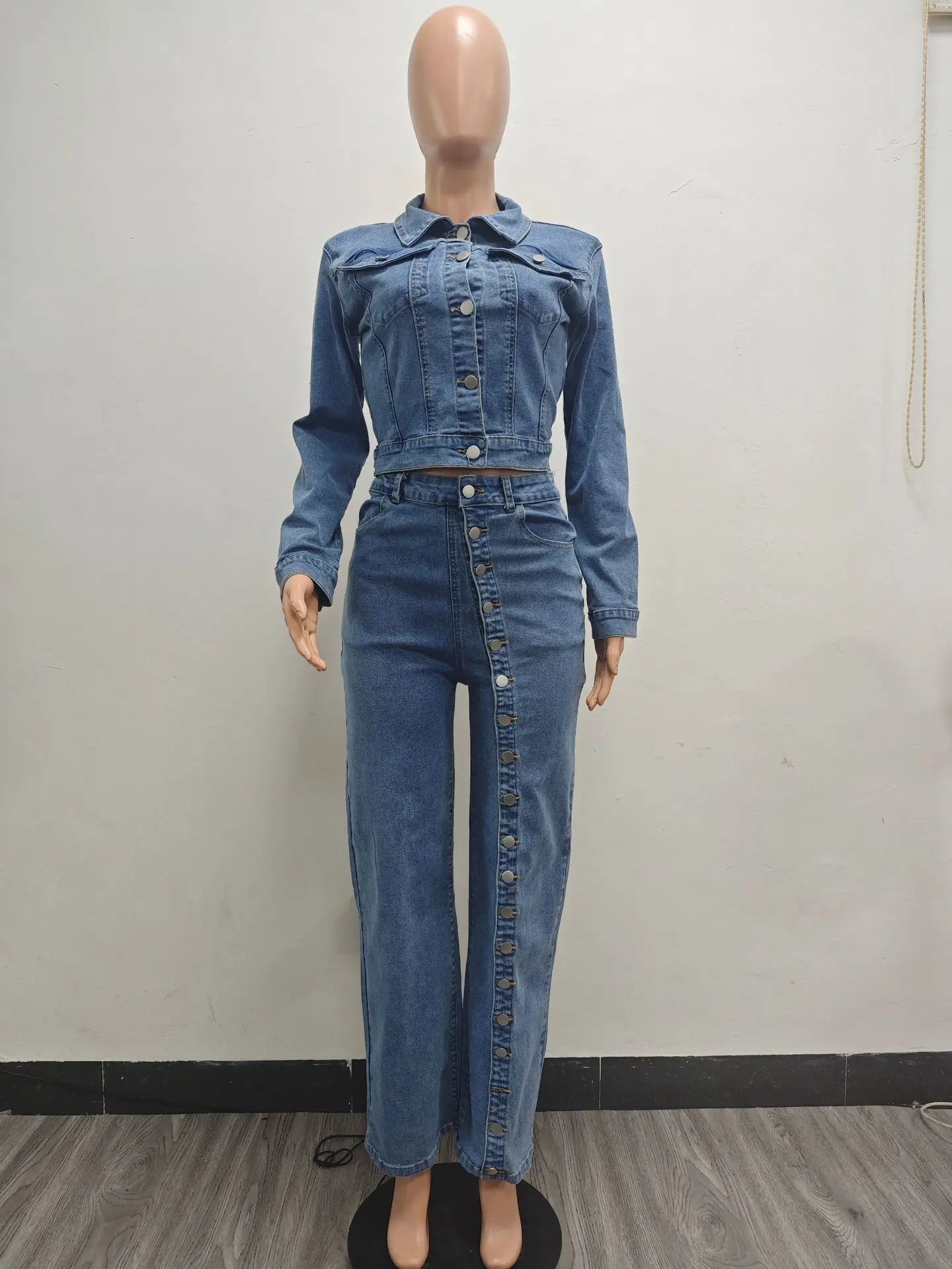 FZ Women's Y2K Streetwear 2 Piece Denim Pant Suit