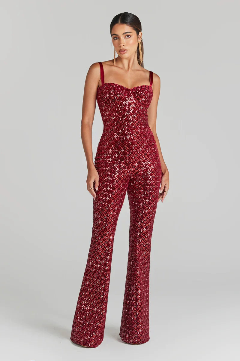 FZ Women's Sexy Sequined Strap Off The Shoulder Jumpsuit - FZwear