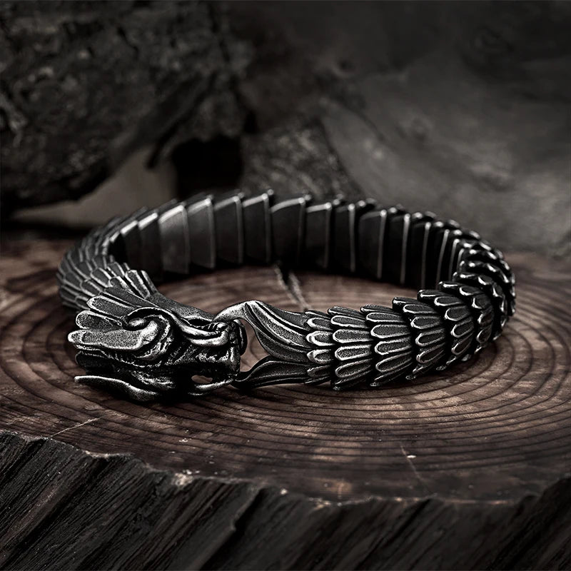 FZ Trendy Dragon Scale Pattern Domineering Retro Stainless Steel Bracelet - FZwear