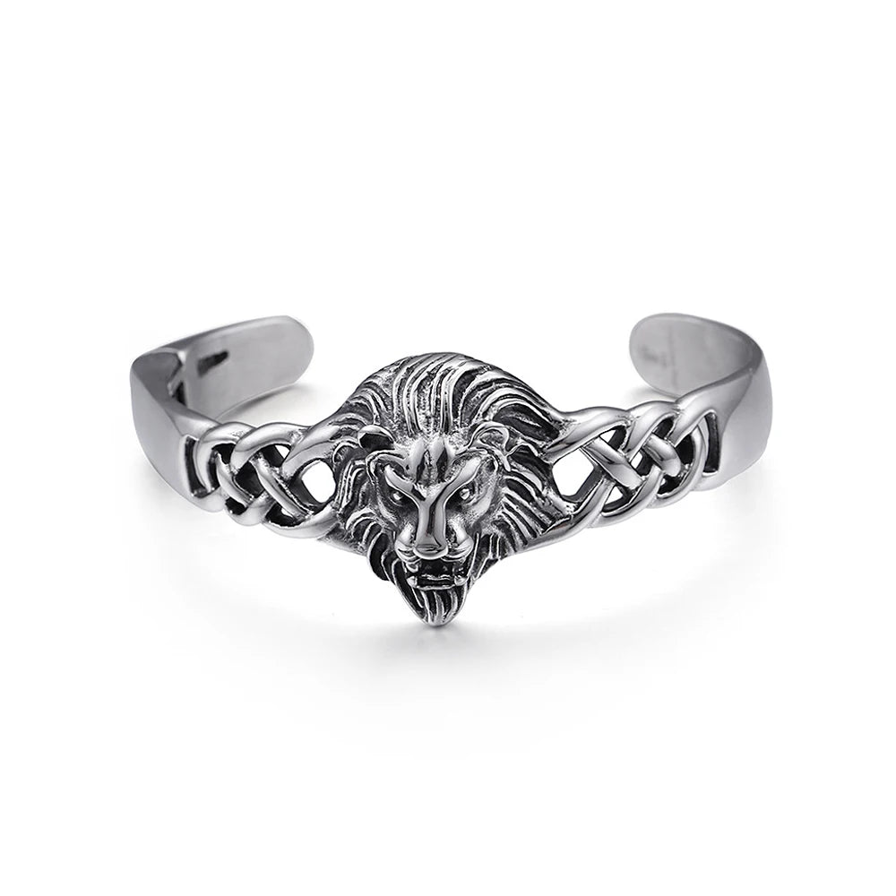 FZ Stainless Steel Punk Hip Hop Gothic Vintage Lion Head Bracelet