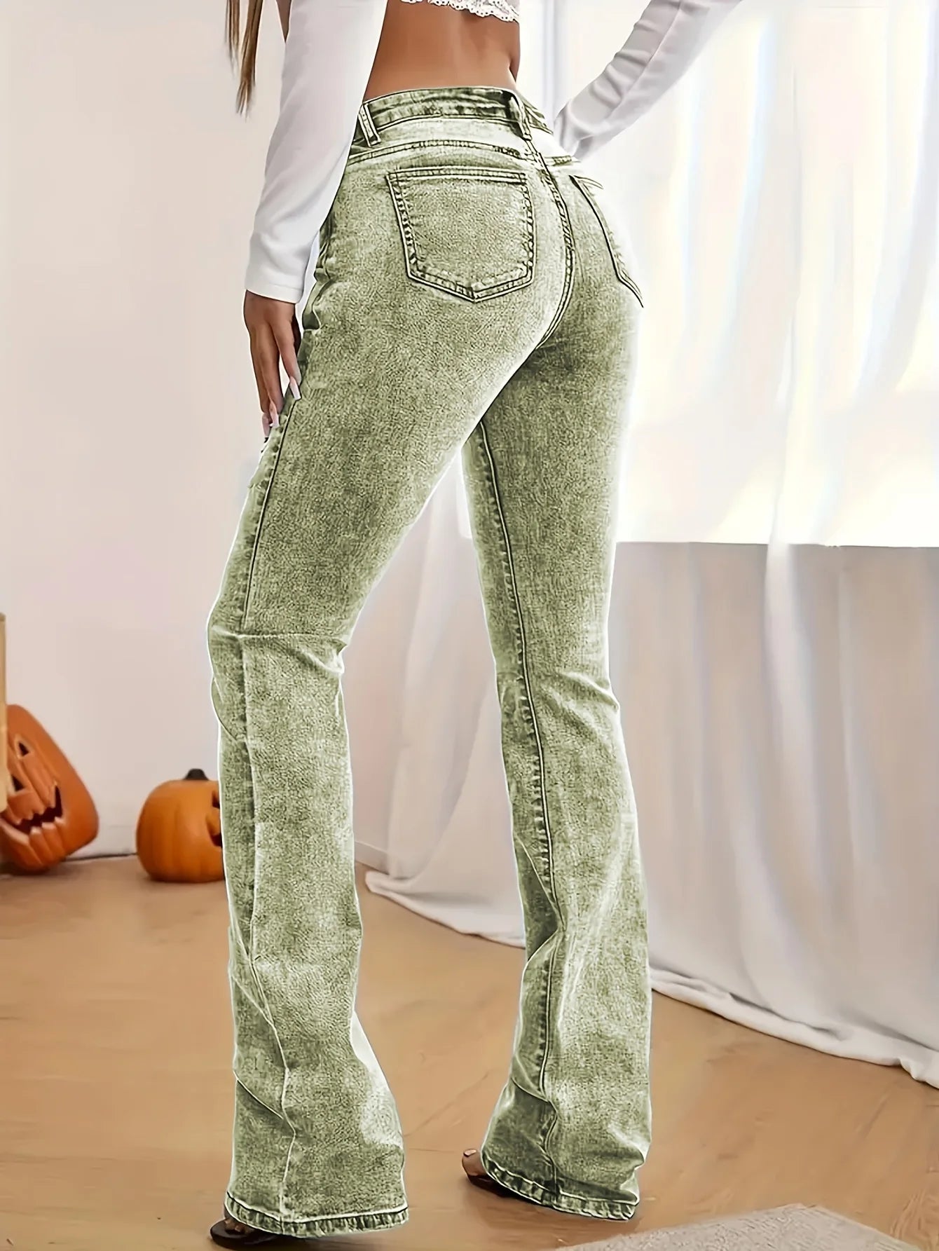 FZ Women's Stretch Low Rise Sexy Slim Flare Hip Lifting Denim Pants