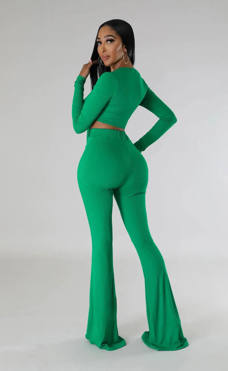 FZ Women's Matching Solid Color Two Pieces Pants Suit - FZwear