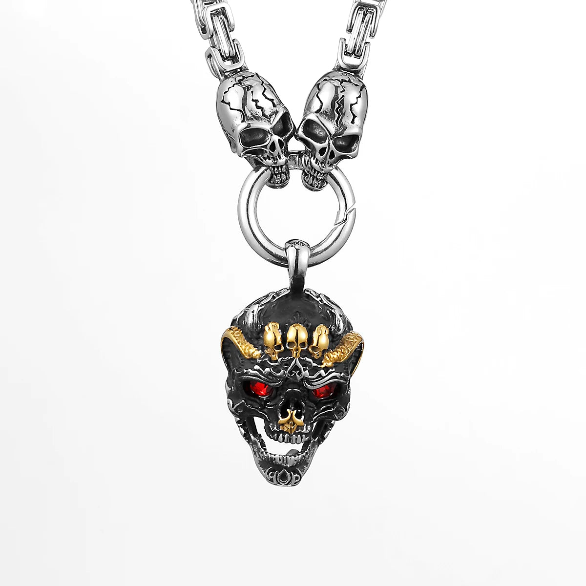 FZ Stainless Steel Thor's Hammer Retro Pendant Skull Square Necklace - FZwear