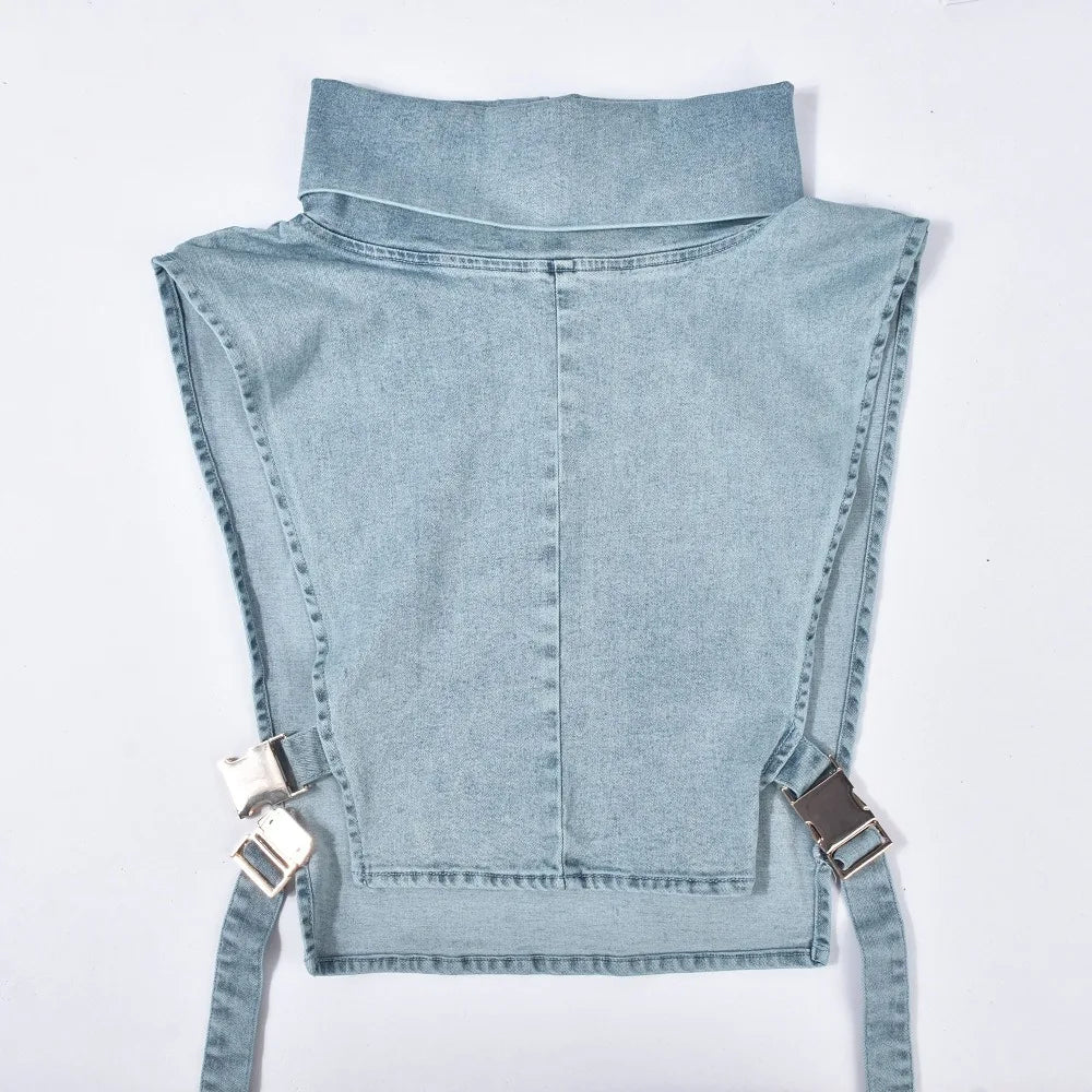 FZ Women's Y2K Streetwear Side Hollow Denim Crop Top - FZwear